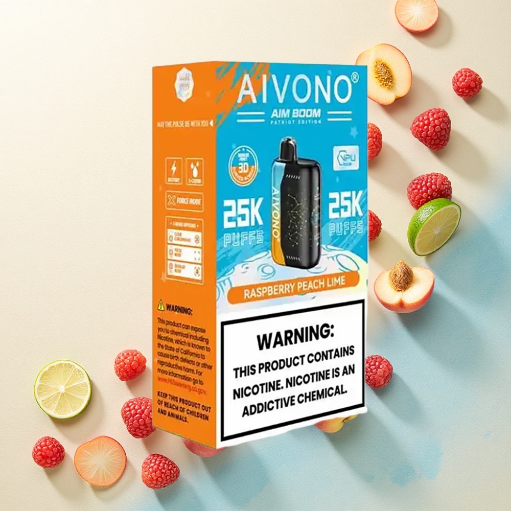 Aivono Aim Boom 25000 Raspberry Peach Lime Zero Nicotine 650mAh