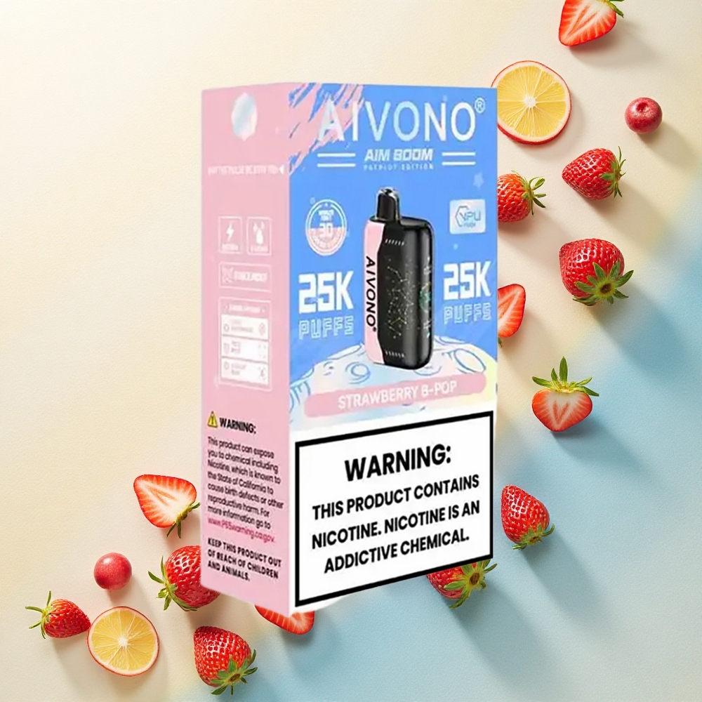 Aivono Aim Boom 25000 Strawberry B Pop Nicotine 5% 650mAh